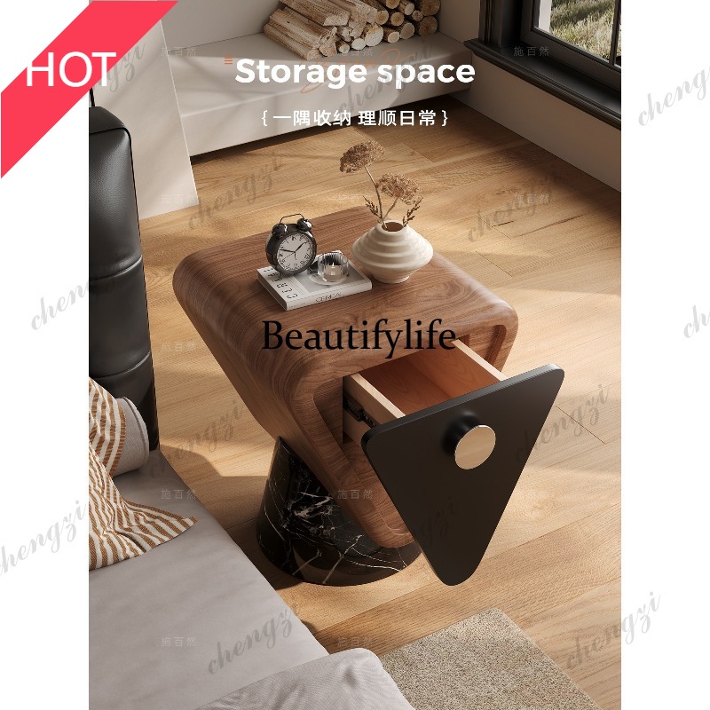 Tables - 9344 Marble bedside table Solid wood