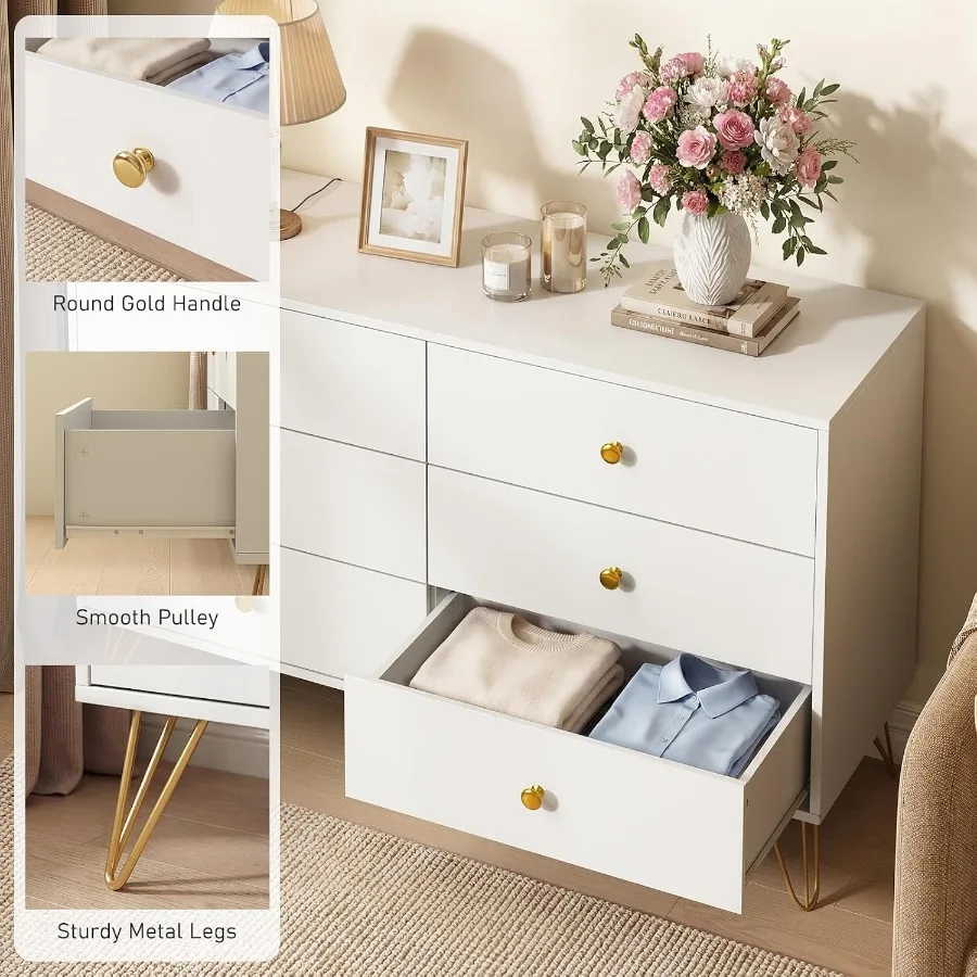Bedroom 6-Drawer White Dresser - огляд і ціна Storage