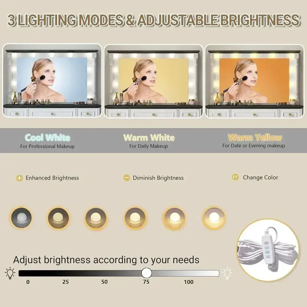 38 Large Mirror LED Makeup Van - огляд і ціна Dressing Table Vanity With Lighted Mirror