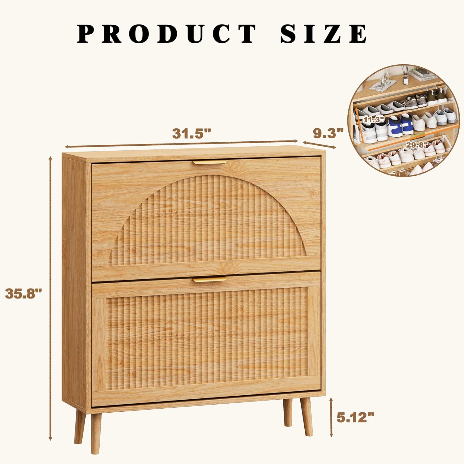 Wood Shoe Cabinet 2 Flip Drawe - огляд і ціна Shoe Rack Cabinet Narrow Entryway