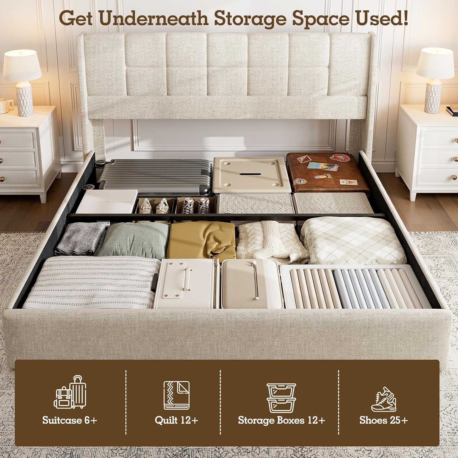 King Bed Frame with Hydraulic  - огляд і ціна Gas Lift Storage Bed Hydraulic