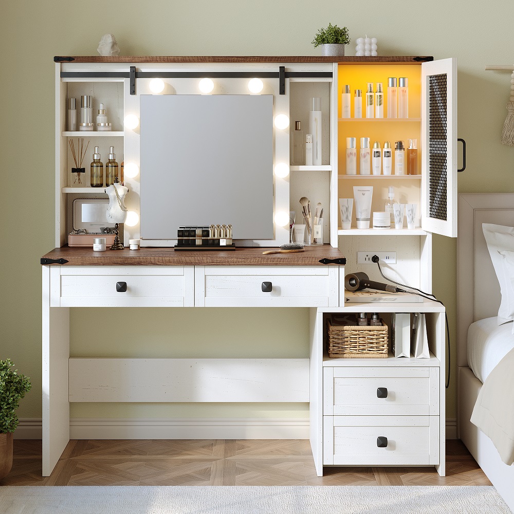 EnHomee Farmhouse Makeup Vanit - огляд і ціна Dressing Table Vanity With Lighted Mirror