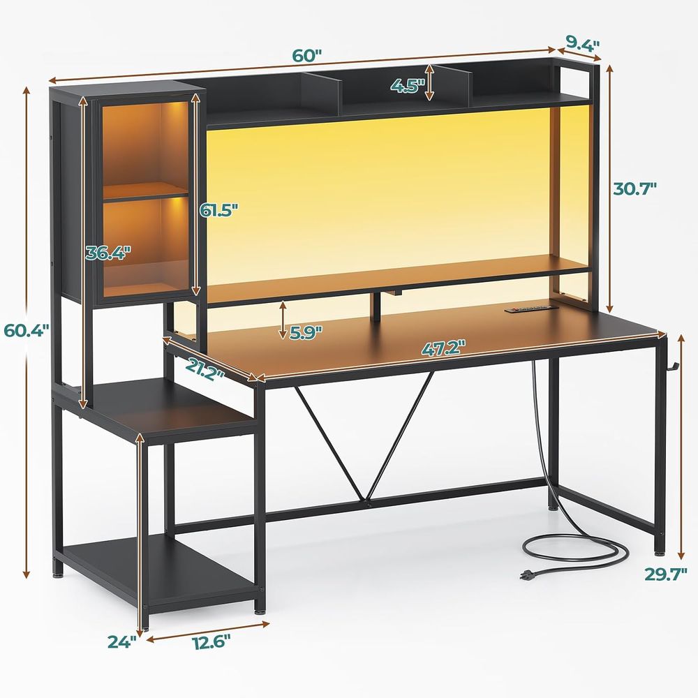 60'' Gaming Desk with Storage, - огляд і ціна Storage
