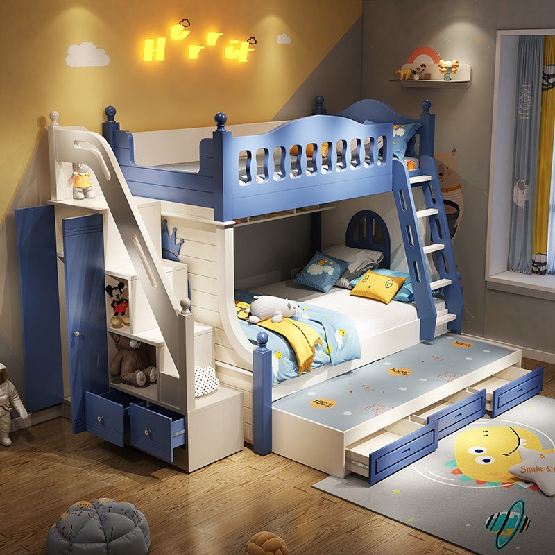 Children's Bed Up and Down Bed - огляд і ціна Bunk Bed With Stairs And Slide