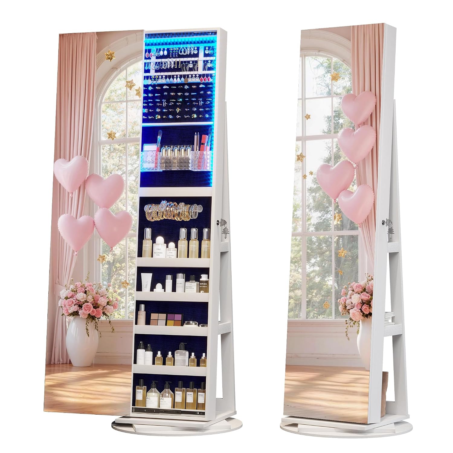360° Swivel Jewelry Mirror Cab - огляд і ціна Full Length Mirror Jewelry Armoire