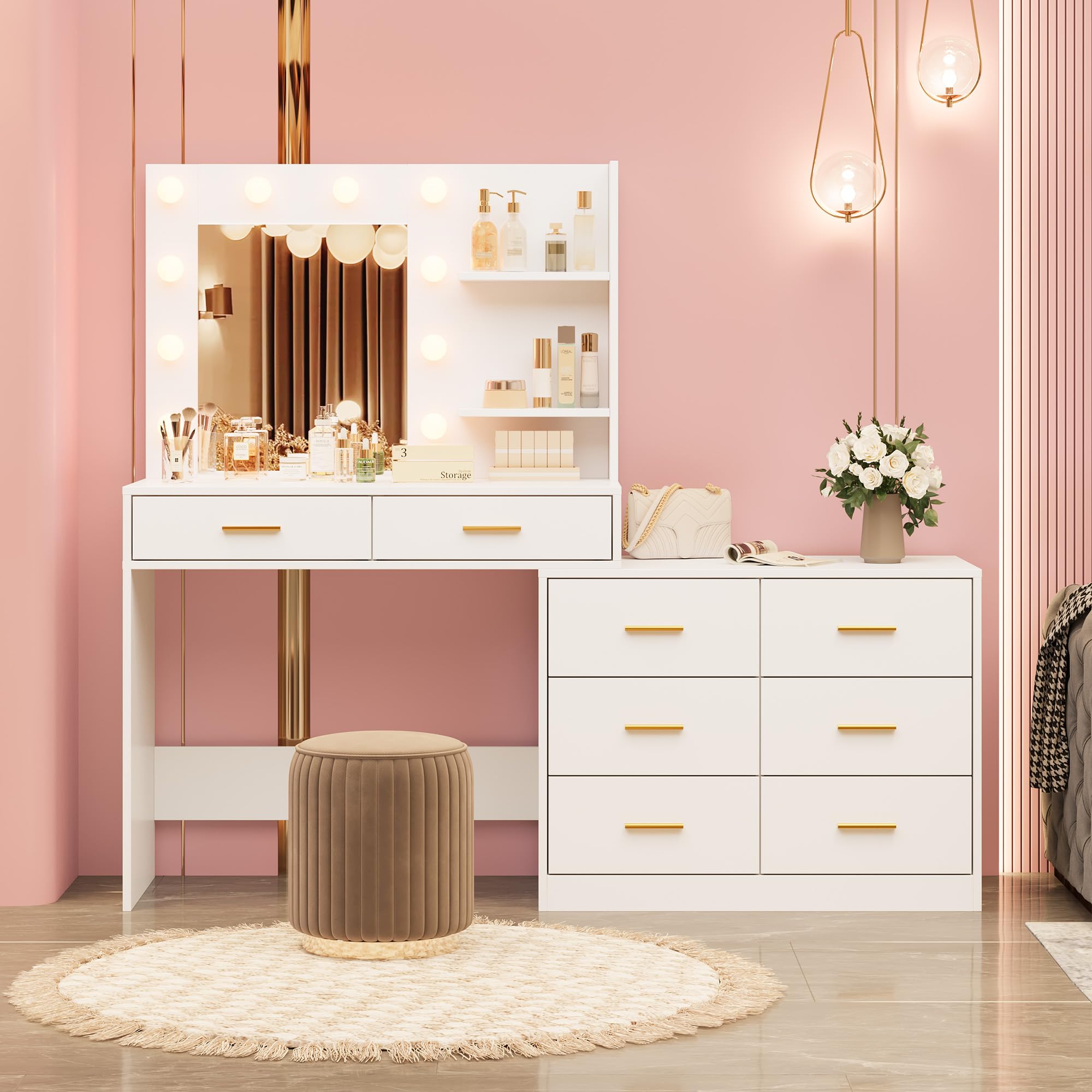 61in Vanity Desk with Mirror & - огляд і ціна Dressing Table Vanity With Lighted Mirror