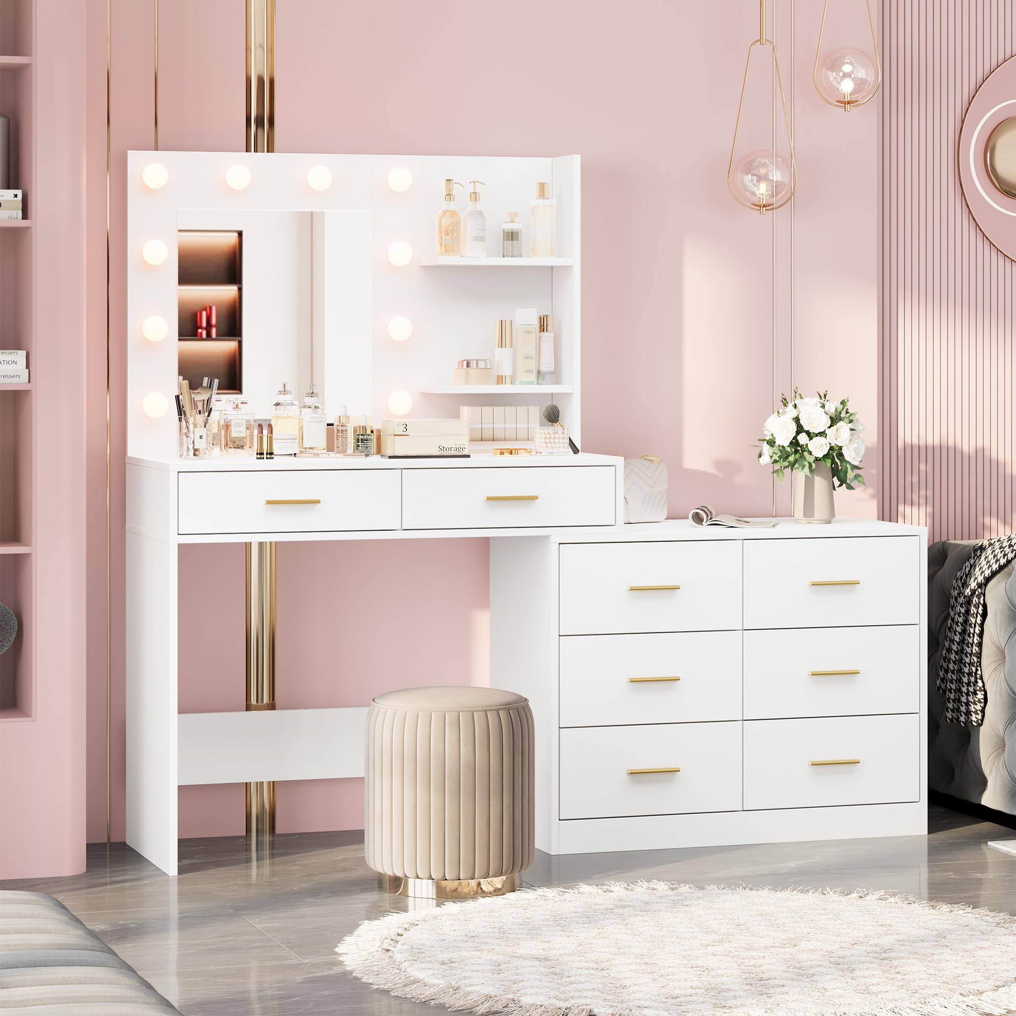 61in Vanity Desk with Mirror & - огляд і ціна Dressing Table Vanity With Lighted Mirror