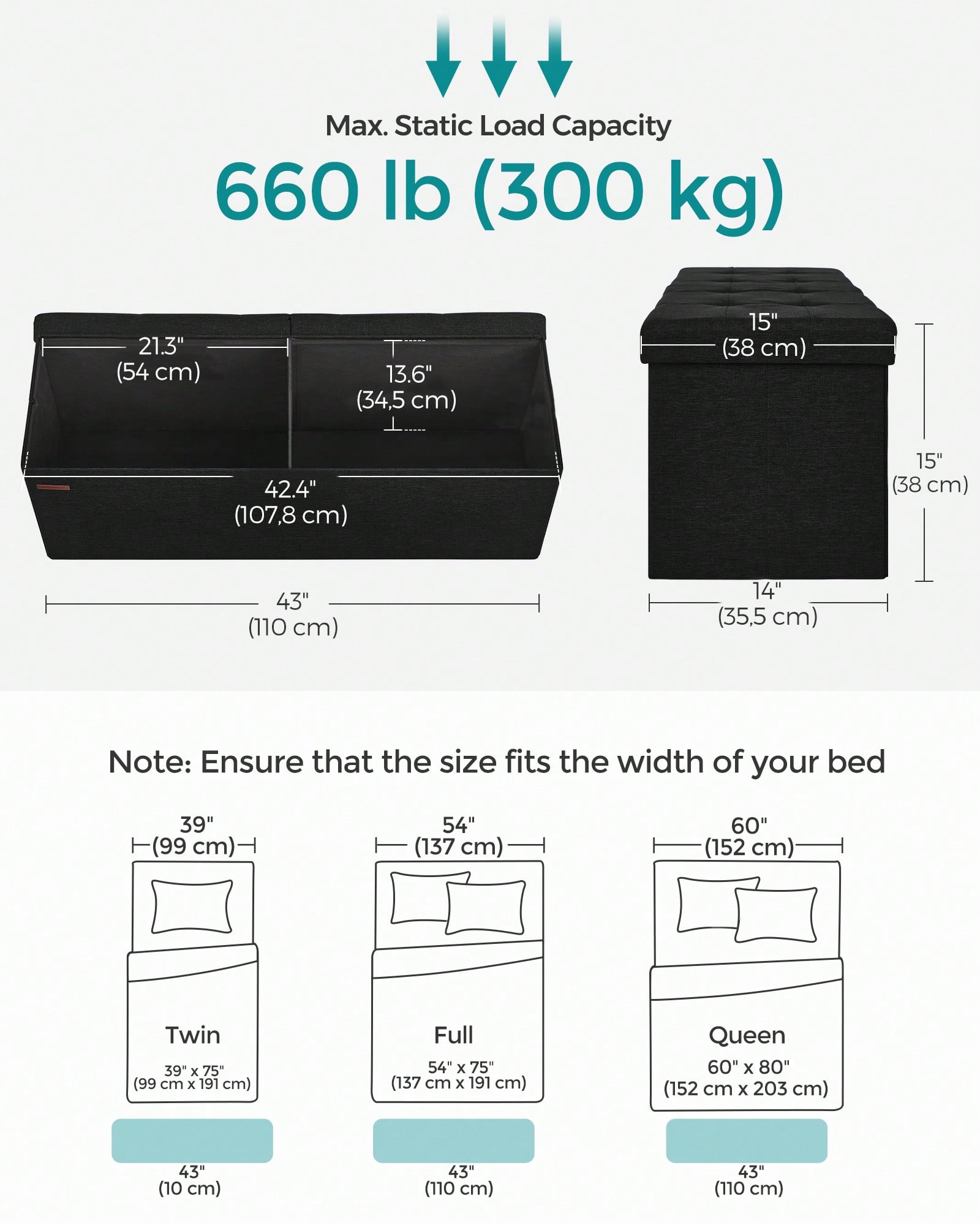 43-Inch Foldable Storage Ottom - огляд і ціна Bedroom Furniture